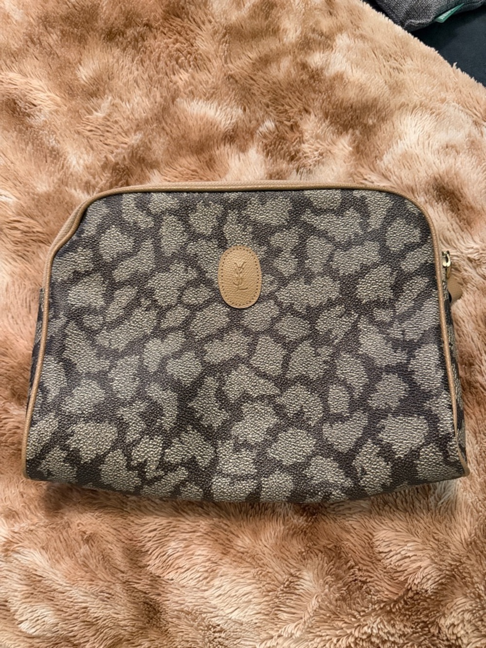 YSL Vintage Giraffe Print Cosmetic Pouch